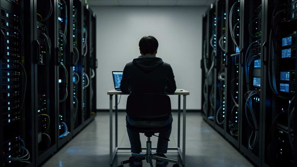 PHP 보안 업데이트를 점검하는 데이터센터 서버실의 AI 생성 이미지